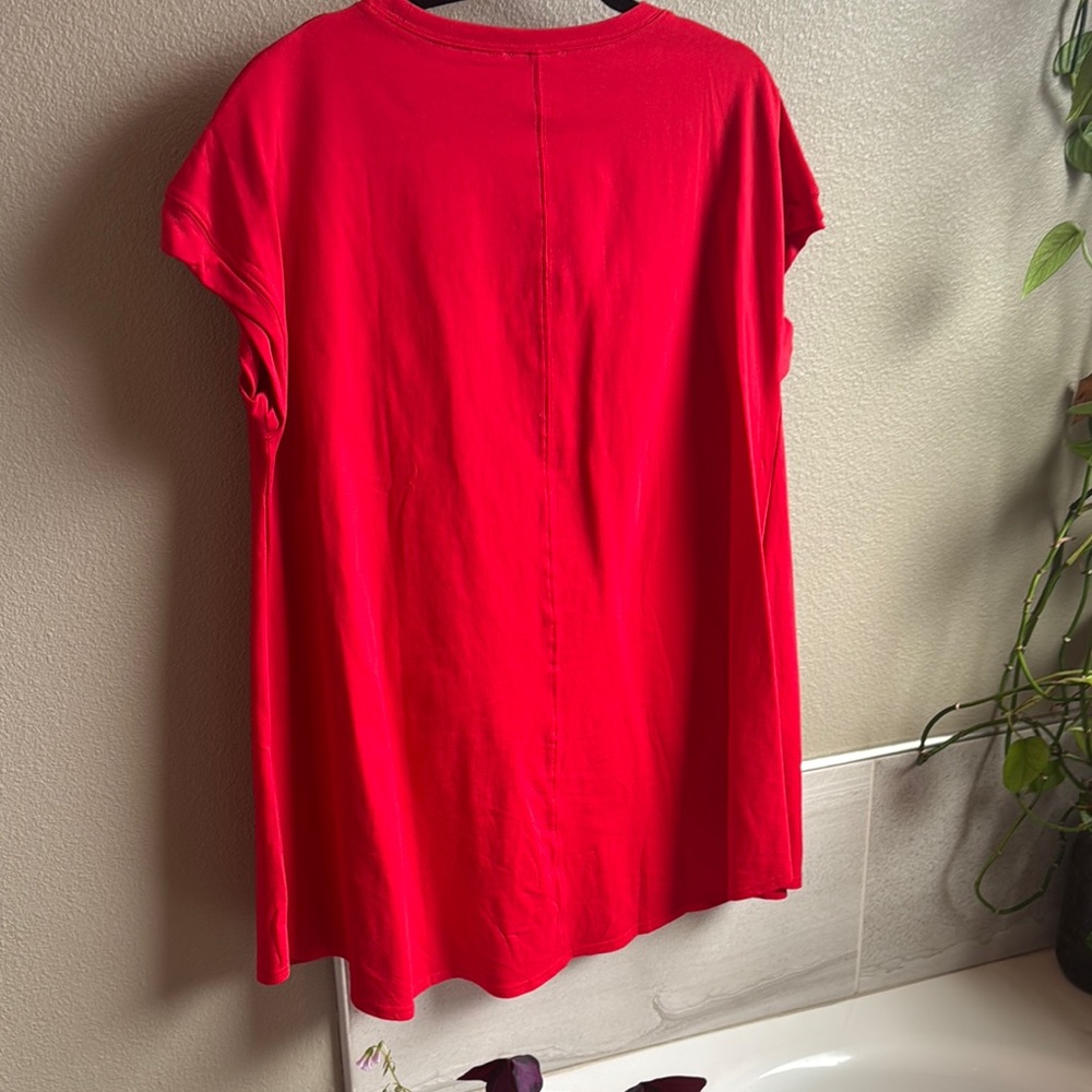 Red T-Shirt Dress with sequin American Flag Beer Can Print - Picture 4 of 4